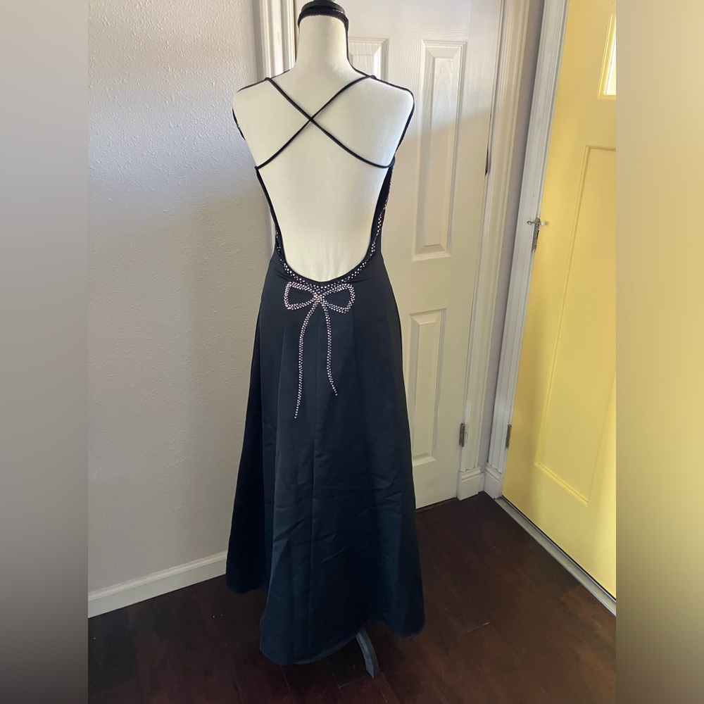 Rampage Y2K Black Prom Dress Rhinestone Pink Bow 5